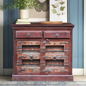 Rustic Antique 2-Door Buffet Cabinet With Drawers