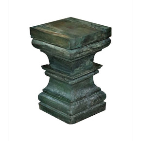 Farmhouse Style Antique Teak Wood Column Pedestal Table