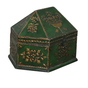Unique Hand Painted Decorative Green Jewelry Wooden Box
