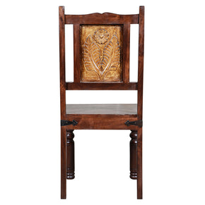 Transitional Style Floral Carved Mango Wood Dining Chair