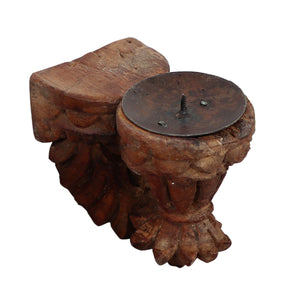 Vintage Wooden Corbel Wall Candle Sconce