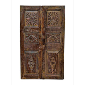 1900s Teak Wood Carved Window Wall Panel