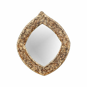 Farmhouse Style Hand Carved Distressed Pointed Oval Shaped Mirror