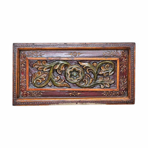 Spanish Style Floral Carved Wooden Wall Panel