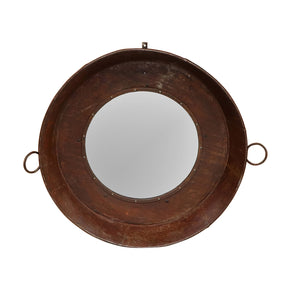 Vintage Iron Wok Repurposed Eclectic Round Mirror