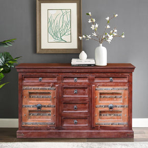 Rustic 6 Drawers Solid Wood Antique Door Sideboard