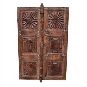 Vintage Teak Wood  Carved Window Wall Art