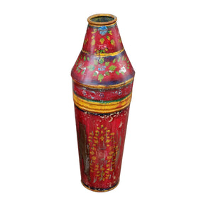 Vintage Tall Hand Painted Metal Vase