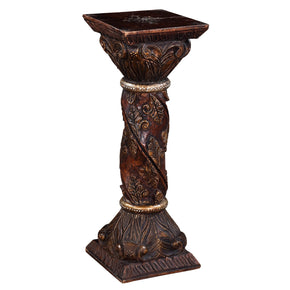 Ornate Carved Wooden 30" Tall Pedestal