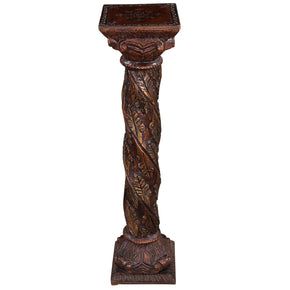 Ornate Hand Carved Wooden 41" Tall Display Pedestal