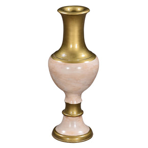 Elegant White Gold Painted Wooden Tall Vase