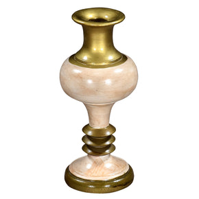 Transitional White Gold Painted 18 in. Tall Wooden Vase