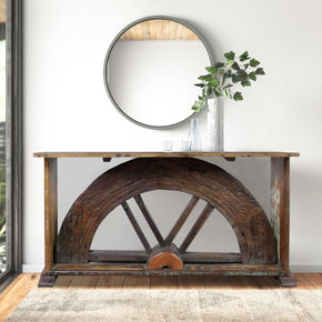 Antique Wheel Repurposed Eclectic Console