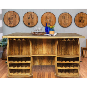 Eclectic Solid Wood Barrels Repurposed Serving Bar