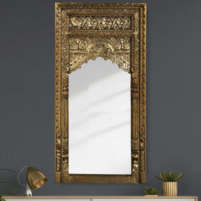 Ornate Moorish Arch Mirror With Brass Foil Cladding
