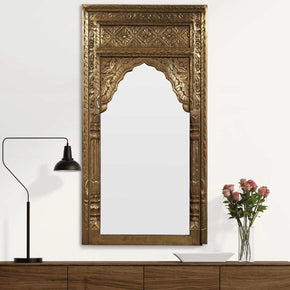 Eclectic Mediterranean Arch Mirror Cladded With Brass Foil