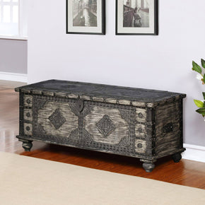 Transitional Style Solid Wood Chest With Metal Foil Acents