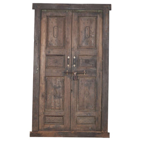 Early 1900s Antique Teak Wood Large Door And Frame With Original Latch