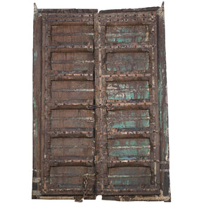 Rustic Aged 1800s Antique Double Teak Wood Door