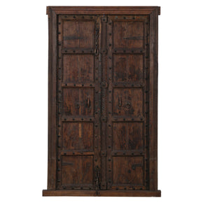 1900s Antique Rustic Teak Wood Door With Frame