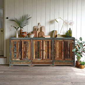 Farmhouse Style Reclaimed Wood 90" Long Sideboard