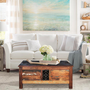Farmhouse Style Reclaimed Wood Square Box Coffee Table