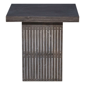 Modern Ash Gray Rib Carved Solid Wood 24" Square End Table