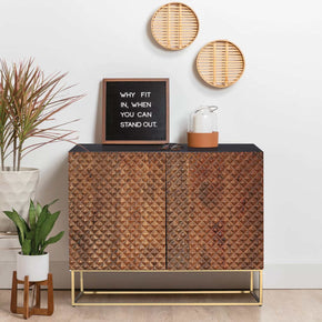 Modern 2-Door Art Deco Solid Wood Buffet Cabinet
