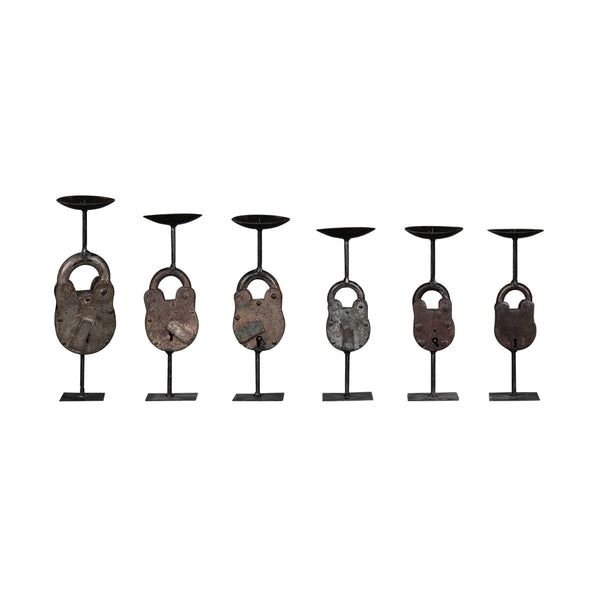 Vintage Padlocks Repurposed Rustic Candle Holder - Far Pavilions