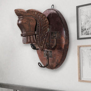 Horse Head Corbel Repurposed Wall Hook Panel