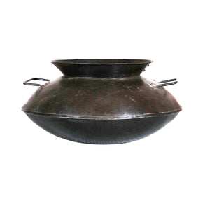 Rustic Vintage Round Metal Pot With Handles