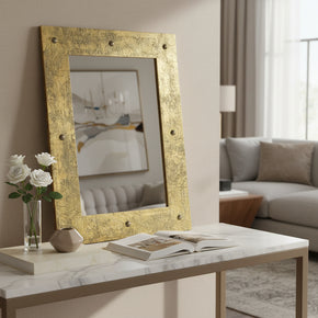 Antique Gold Finish Solid Wood 23" x 31"  Vanity Mirror