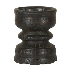 Vintage Carved Wooden Mortar Repurposed Candle Holder