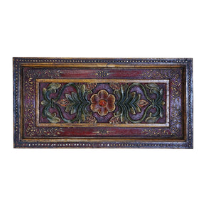 Hand Carved Vintage Wall Panel With Hand Paintings