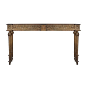Elegant Victorian Style Hand Carved 12" Deep Solid Wood Console - Natural Stain