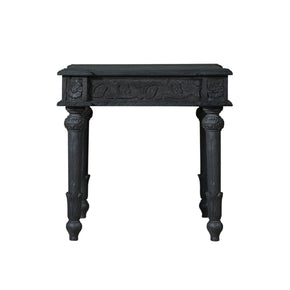Elegant Victorian Style Hand Carved Solid Wood End Table - Charcoal Gray