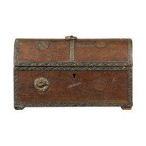Vintage Keepsake Wooden Box With Metal Accents