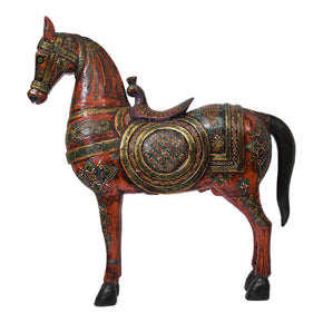 Artistically Hand Painted 24" Tall Wooden Horse Statue