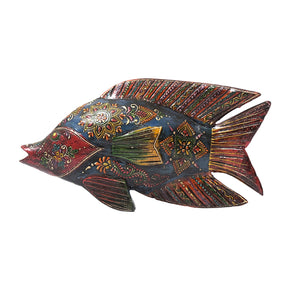Artistically Hand Painted Wooden 12" Long Fish Table Decor