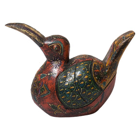 Artistically Hand Painted Wooden Bird Figurine