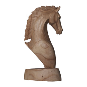 Hand Carved Wooden Horse Bust Statue