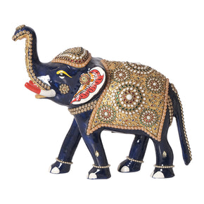 Ornate Elephant Statue With Stone Embellishments