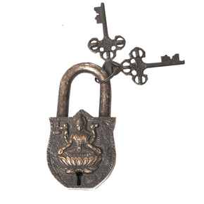 Vintage Brass "Laxmi" Padlock With Keys
