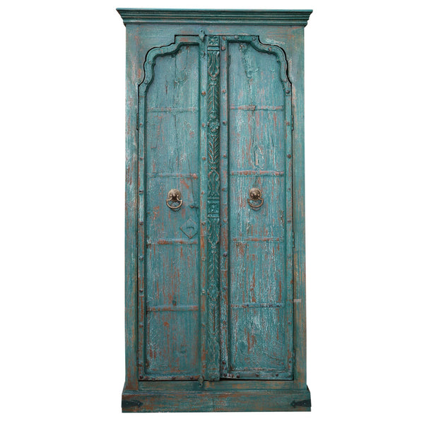 Blue Distressed Finished Farmhouse Tall Bedroom Armoire Far Pavilions
