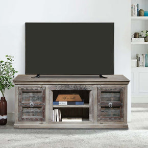 Farmhouse Style 36" Tall Solid Wood Media Console
