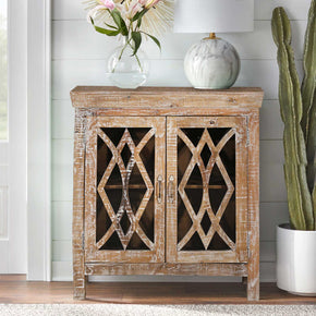 Farmhouse Style 2-Door Modern Cabinet With Glass Doors