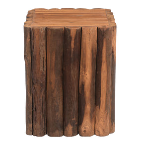 Vintage Teak Wood Posts Rustic 14" Square End Table