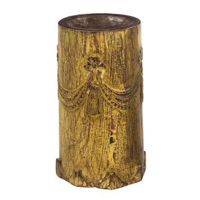 Vintage Carved Wooden Pillar 14 in. Tall Candle Holder