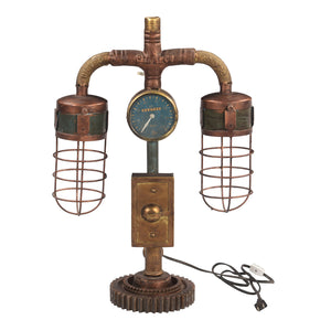 Eclectic Industrial Gears And Gauge Upcycled Table Lamp
