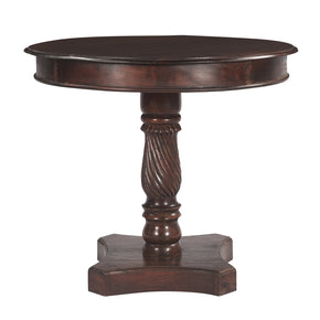 Transitional Solid Wood Carved 30" Round Foyer Table
